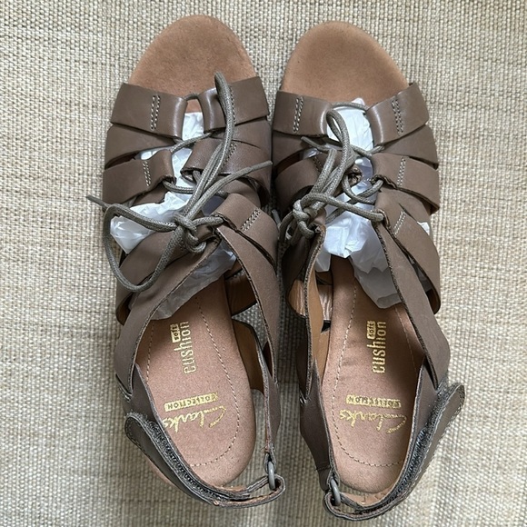 Clarks Women's Helio Mindin Cork Wedge Open Toe Strappy Lace Up Sandals - Picture 7 of 14